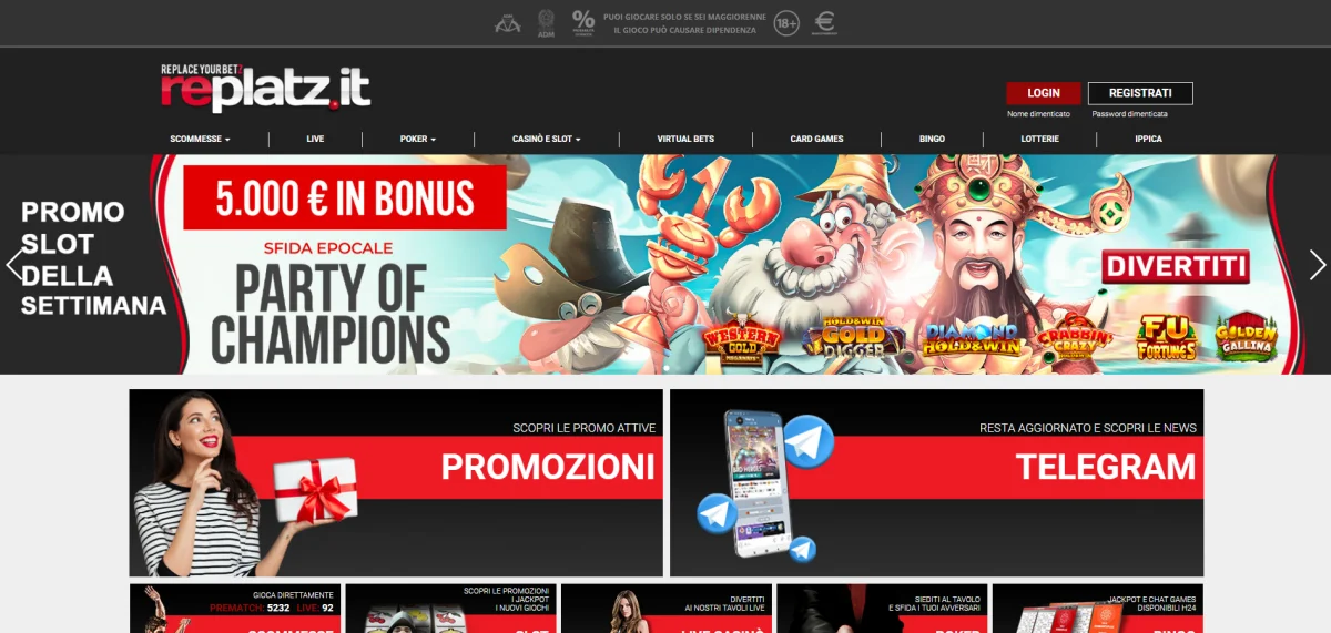 Replatz casino Italia – schermata piattaforma
